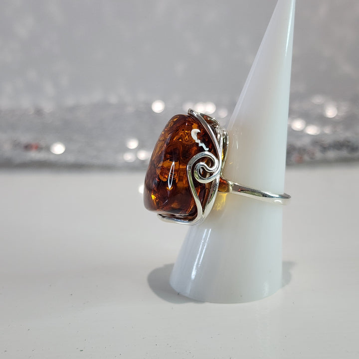 Baltic Amber Ring set in 925 sterling silver
