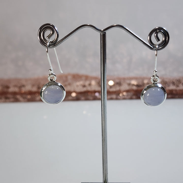 Blue Lace Agate Earrings set in 925 Sterling Silver