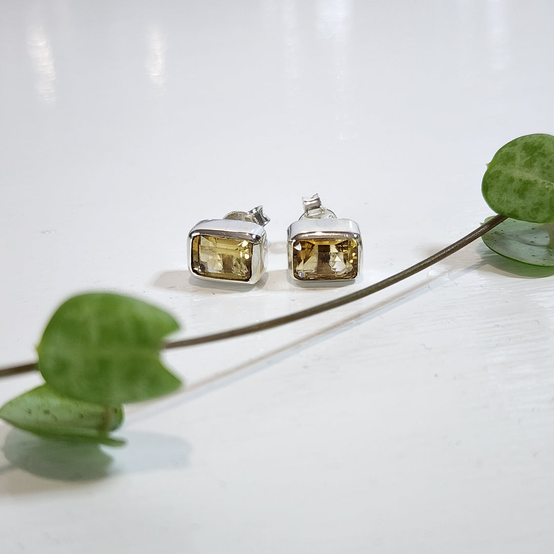 Citrine Earrings Set in 925 Sterling Silver.