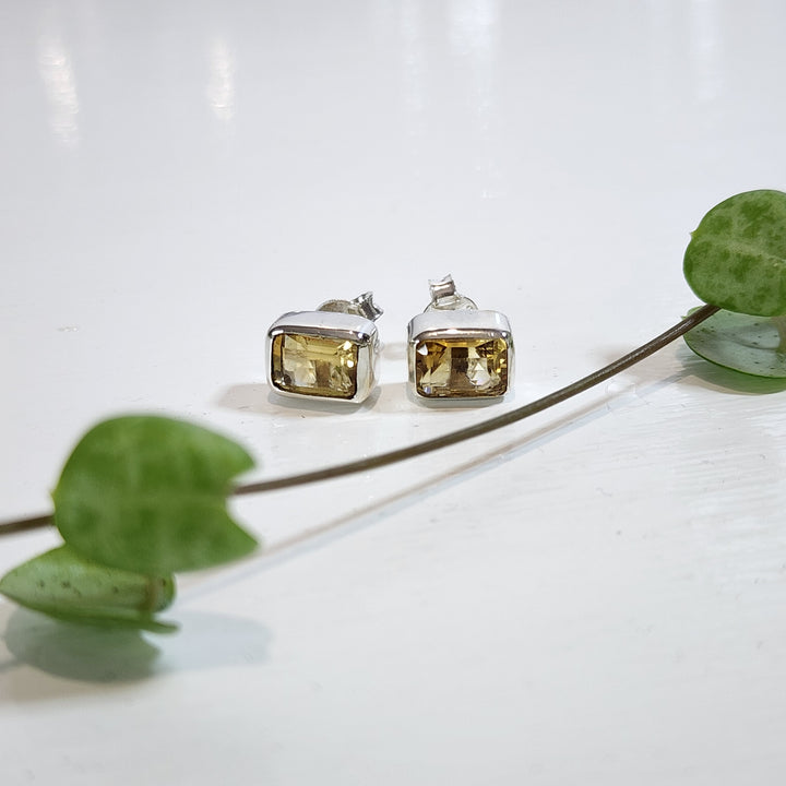 Citrine Earrings Set in 925 Sterling Silver.