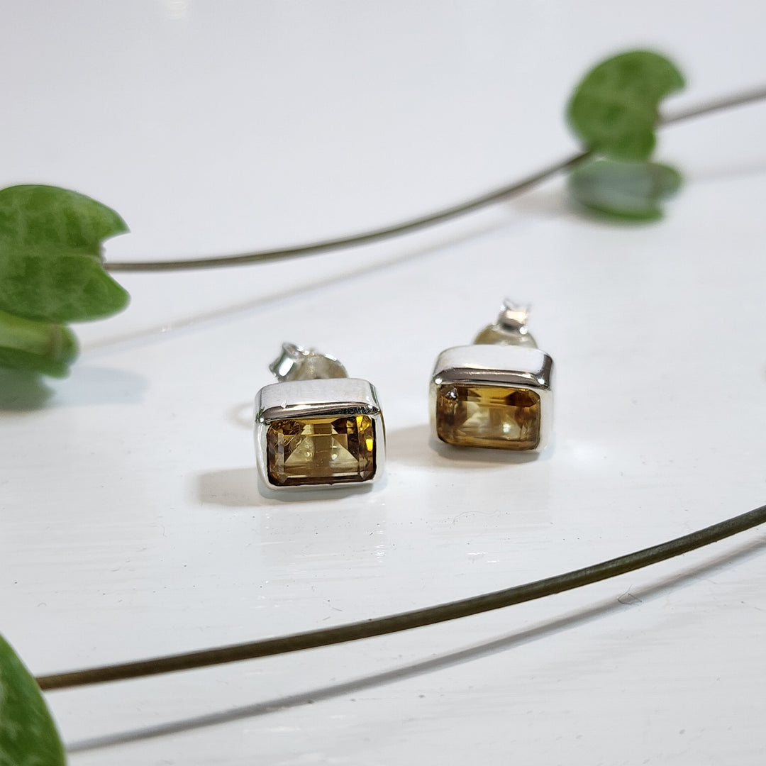 Citrine Earrings Set in 925 Sterling Silver