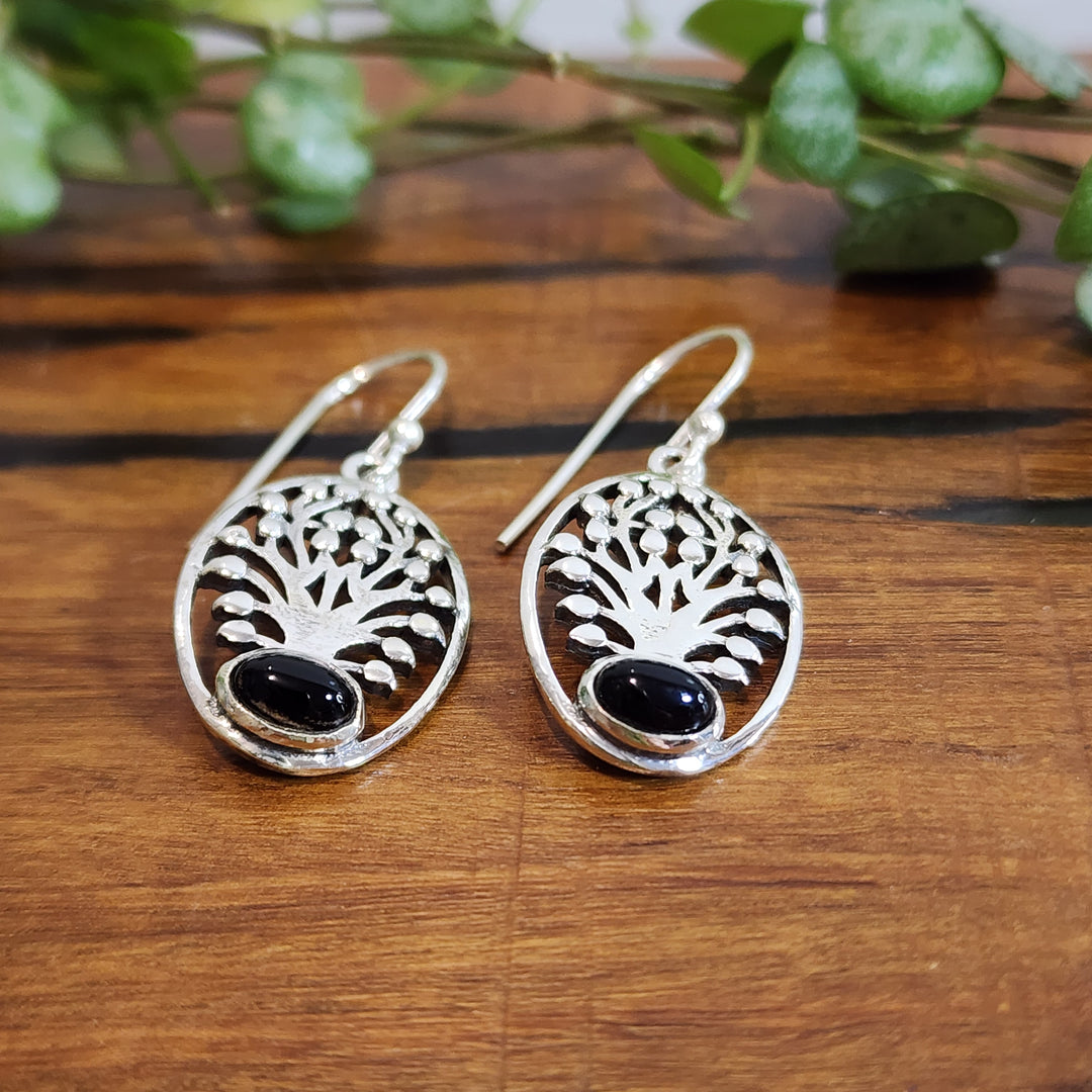 Black Onyx Earrings set in 925 Sterling Silver