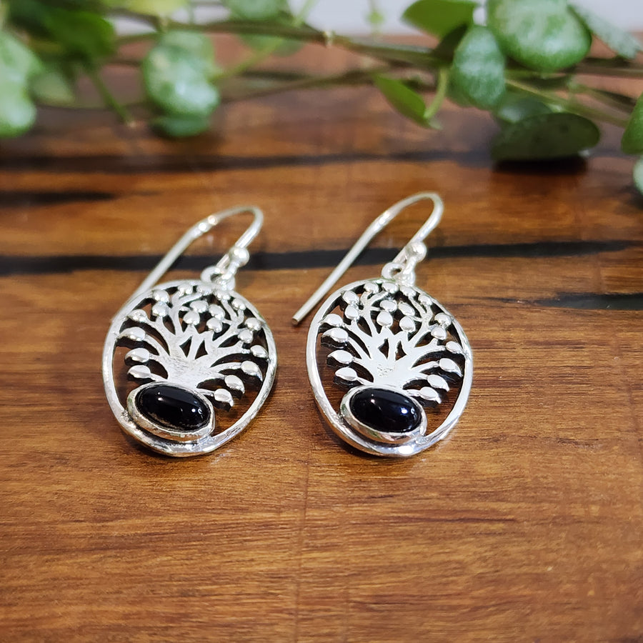 Black Onyx Earrings set in 925 Sterling Silver