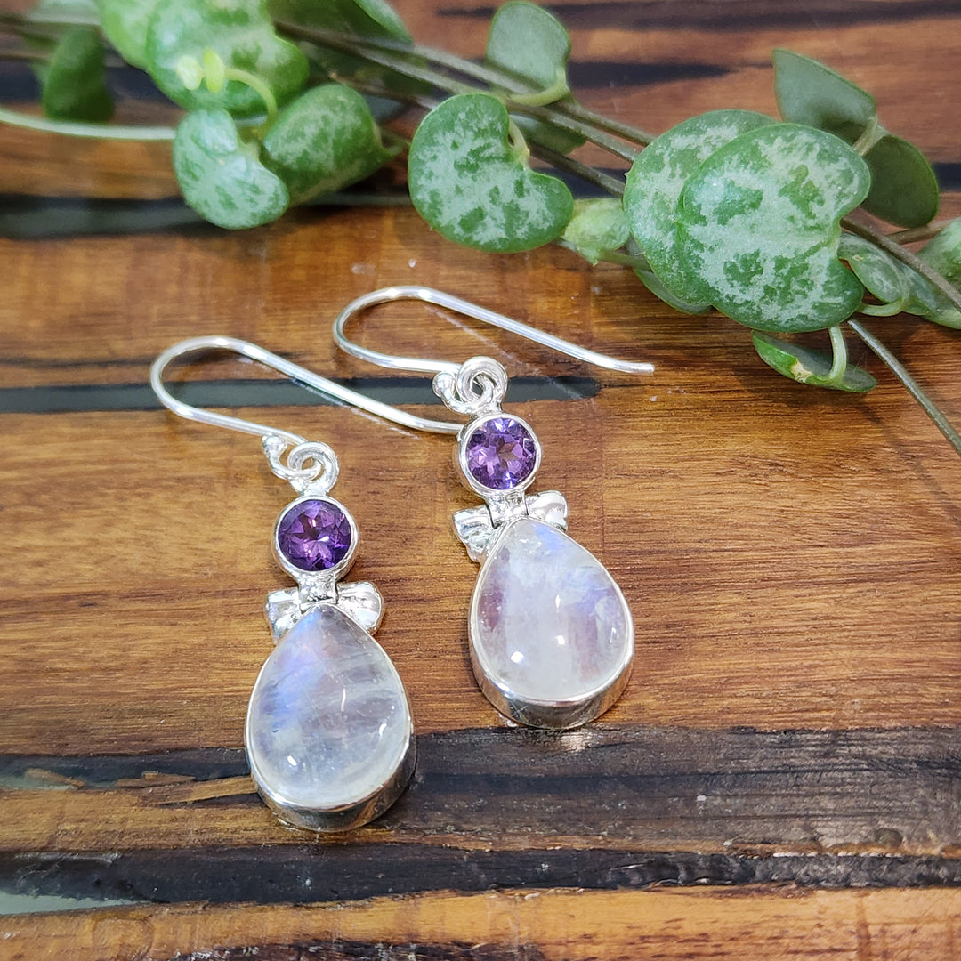 Amethyst and Moonstone Sterling Silver Earrings