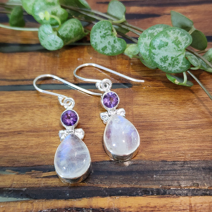 Amethyst and Moonstone Sterling Silver Earrings