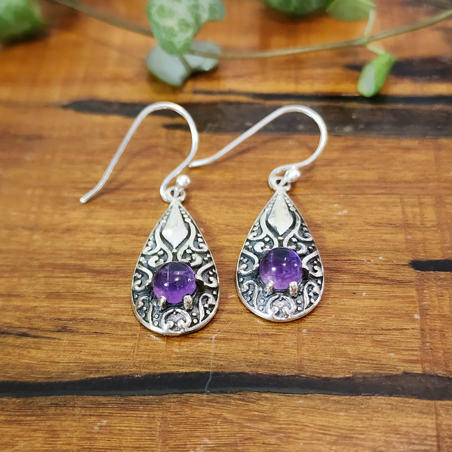 925 Sterling Silver Amethyst Earrings