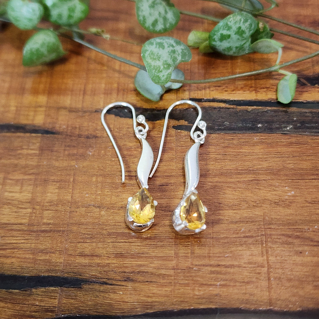 Citrine Earrings Set in 925 Sterling Silver