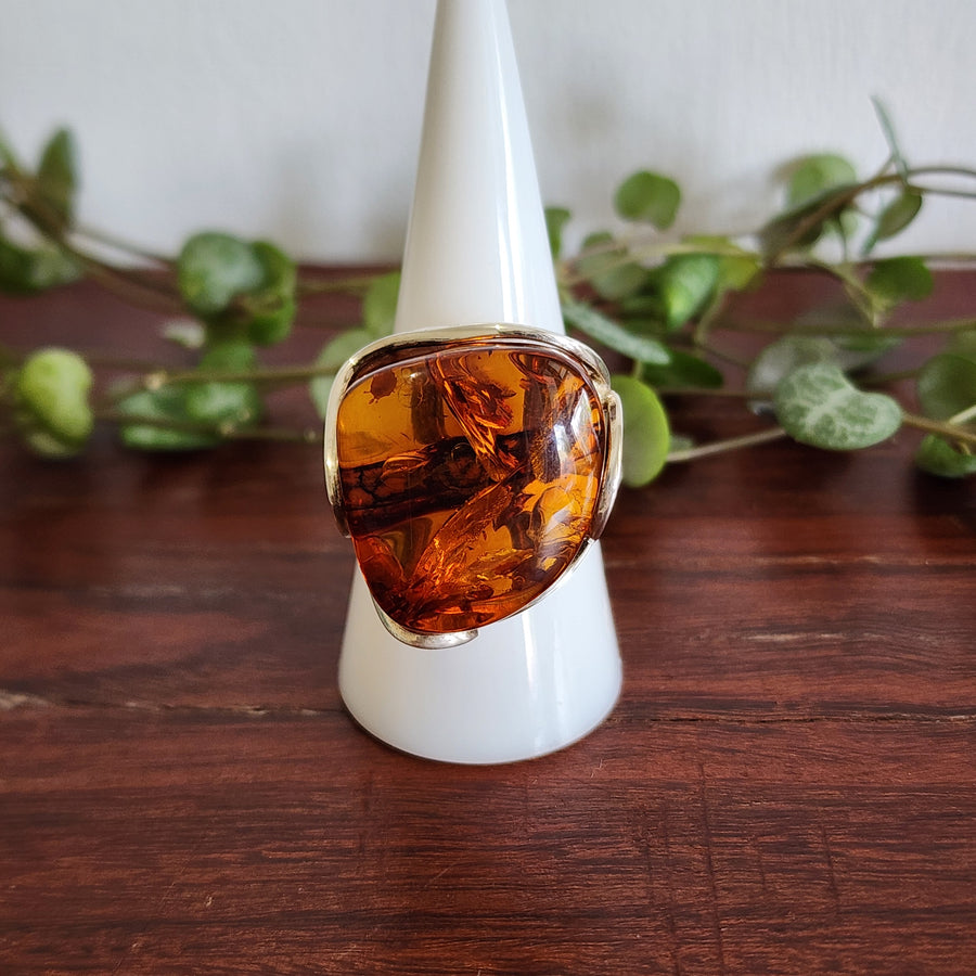 Baltic Amber Ring set in 925 sterling silver
