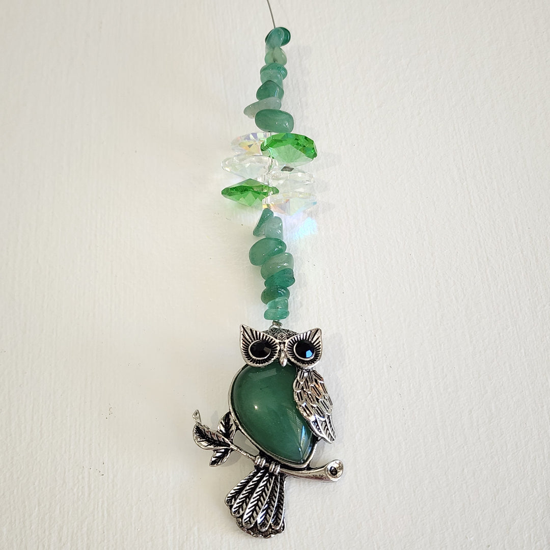 Sun Catchers - Green Aventurine Owl