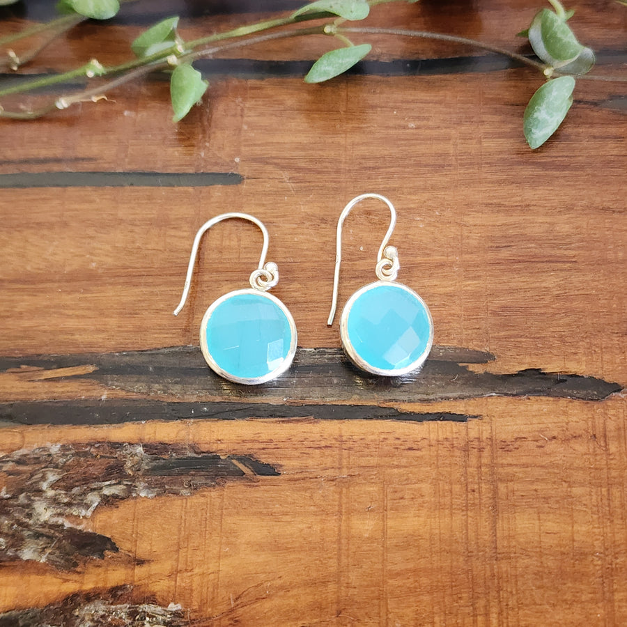 Blue Chalcedony Earrings set in 925 Sterling Silver