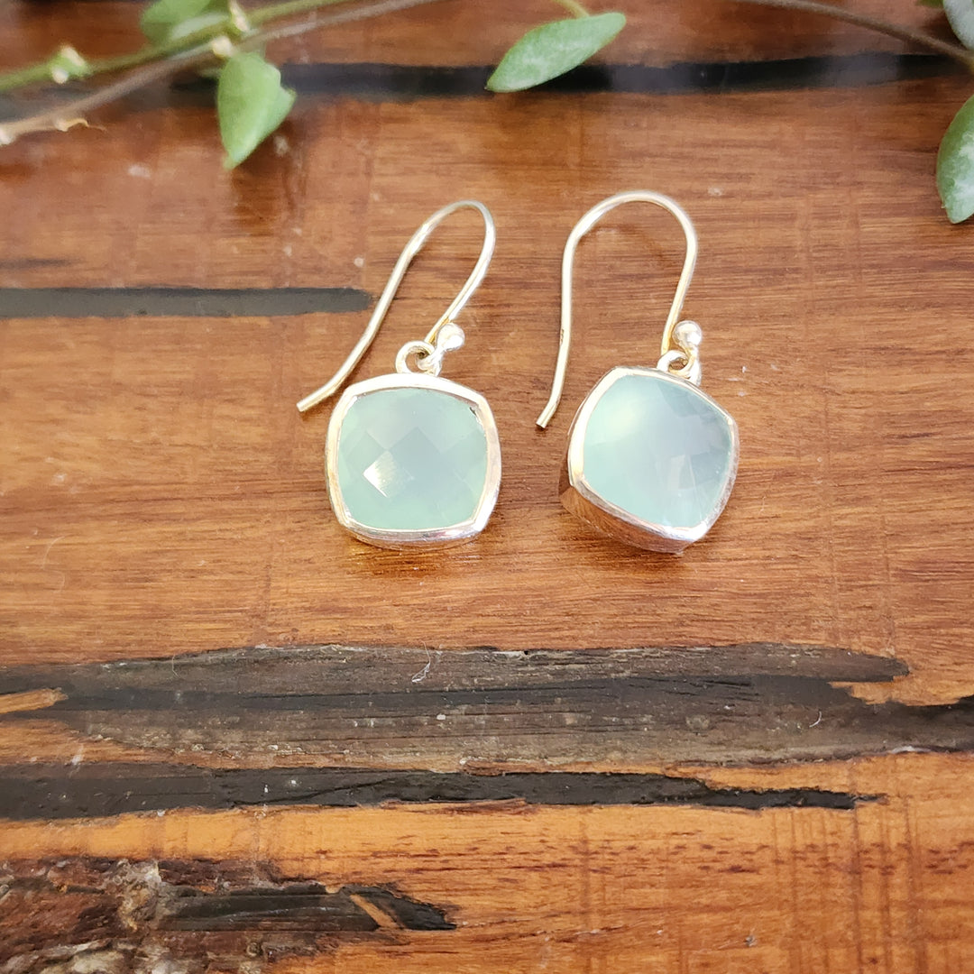 Blue Chalcedony Earrings set in 925 Sterling Silver