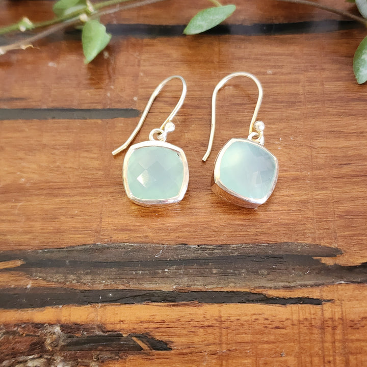 Blue Chalcedony Earrings set in 925 Sterling Silver