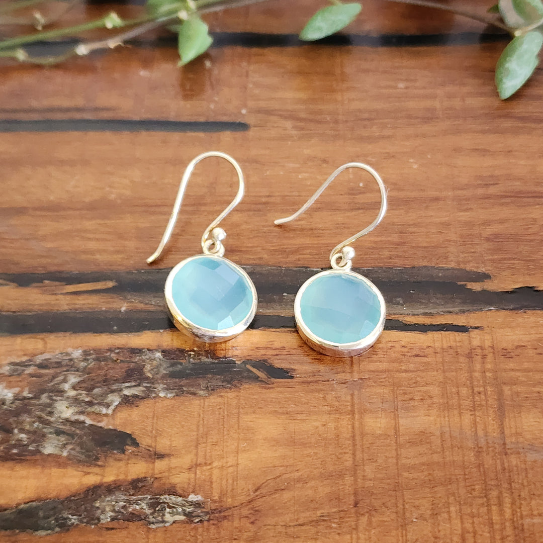 Blue Chalcedony Earrings set in 925 Sterling Silver