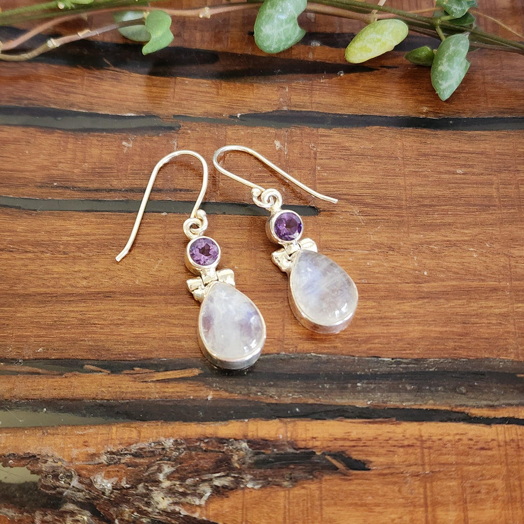 Amethyst and Moonstone Sterling Silver Earrings