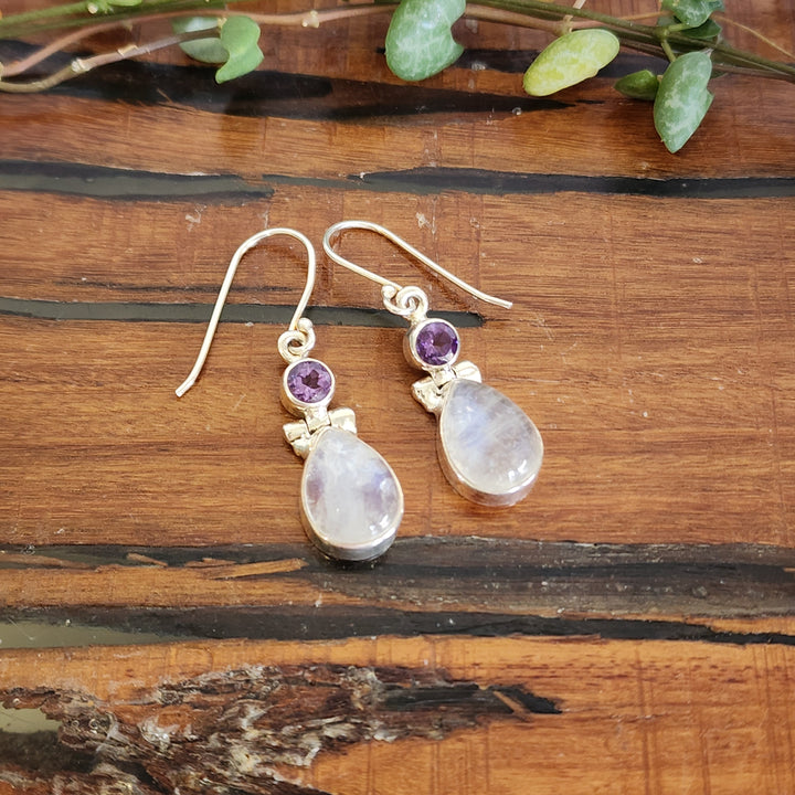 Amethyst and Moonstone Sterling Silver Earrings