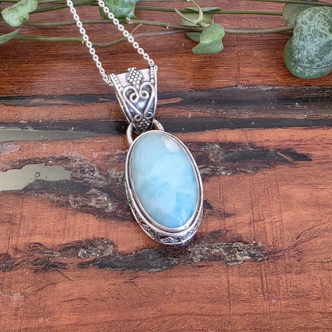 Larimar Pendant set in 925 Sterling Silver.