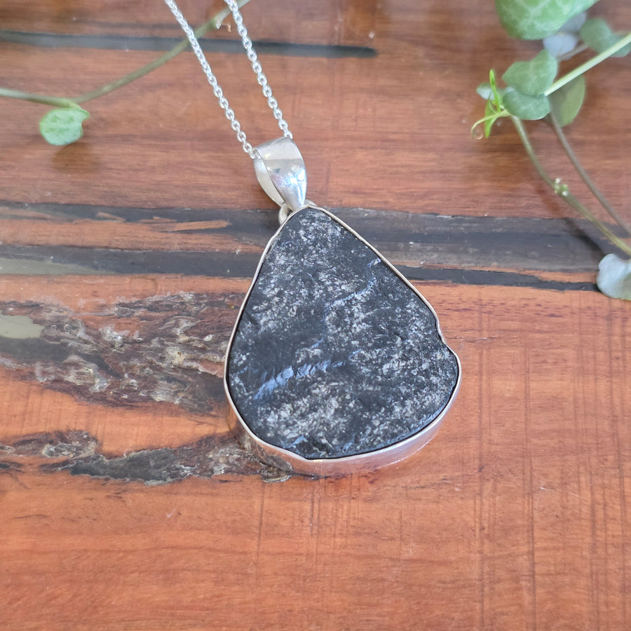 Black Tourmaline Pendant set in 925 sterling silver.