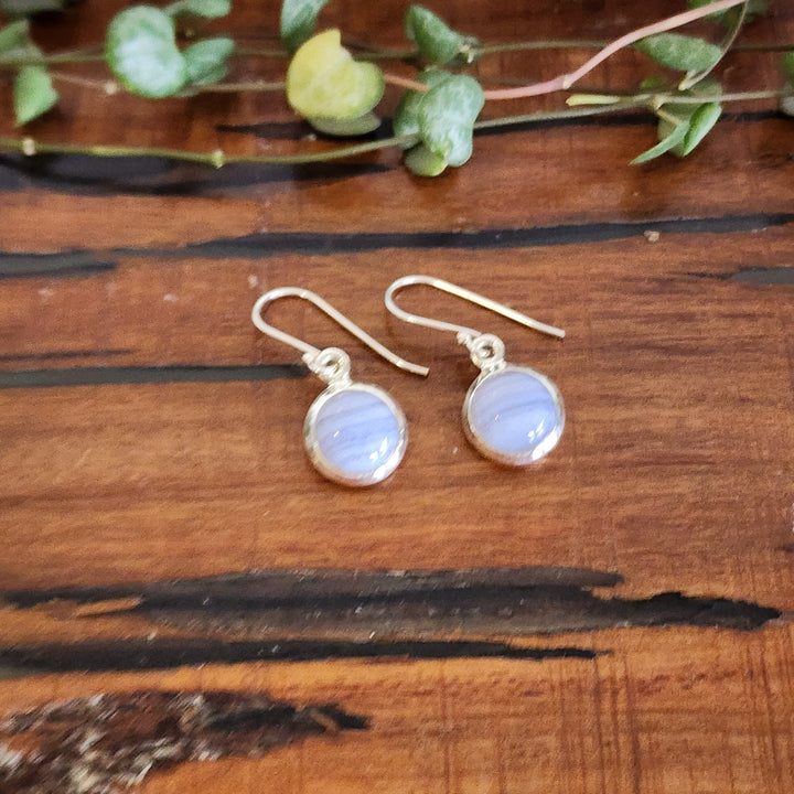 Blue Lace Agate Earrings set in 925 Sterling Silver