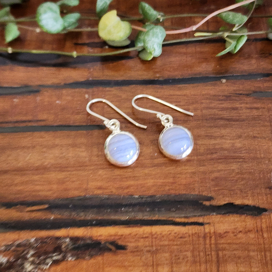 Blue Lace Agate Earrings set in 925 Sterling Silver