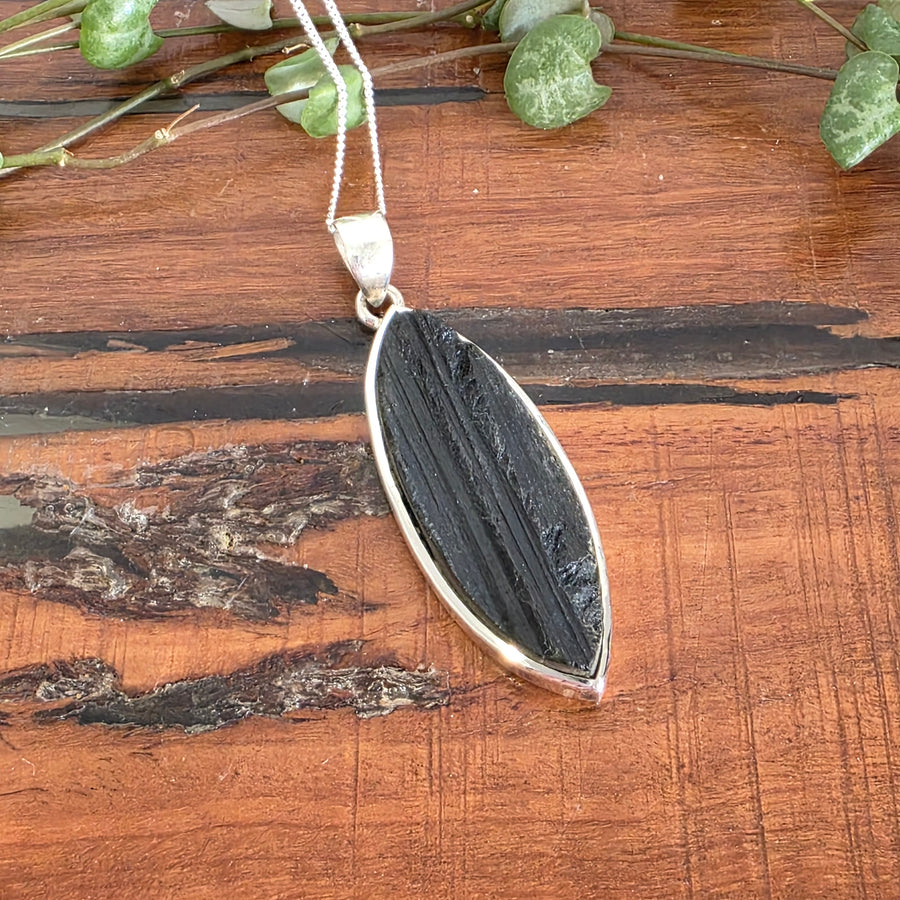 This Black Tourmaline Pendant in 925 sterling silver, comes with a 45cm Sterling Silver Chain.