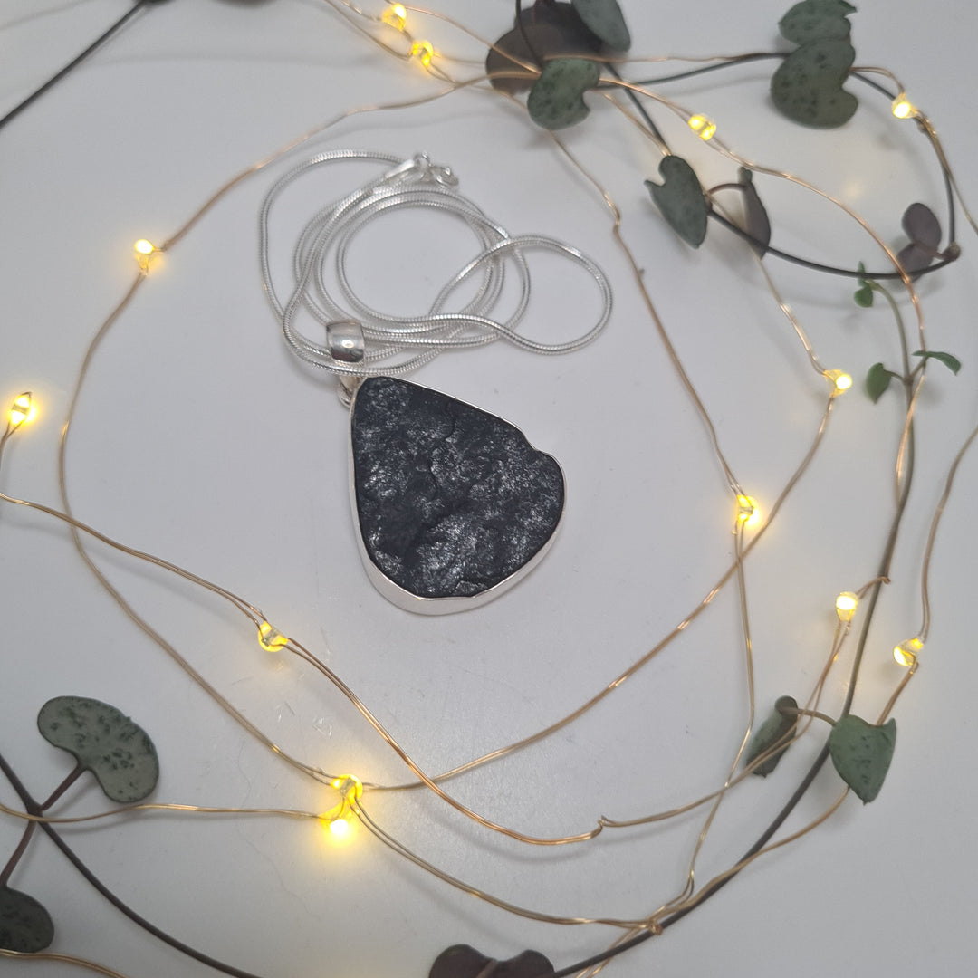 Black Tourmaline Pendant set in 925 sterling silver,