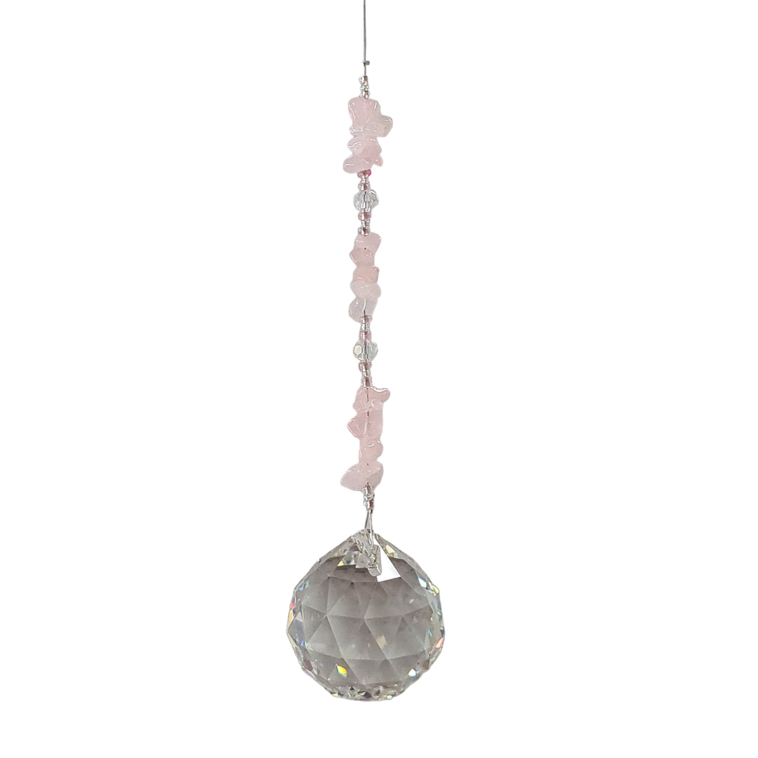 Large Rose Quartz Sphere Sun Catcher