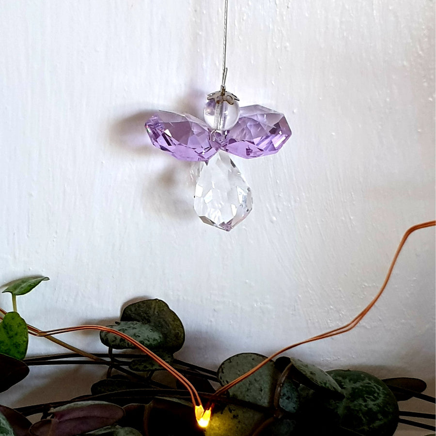 Guardian angel sun catcher, purple.