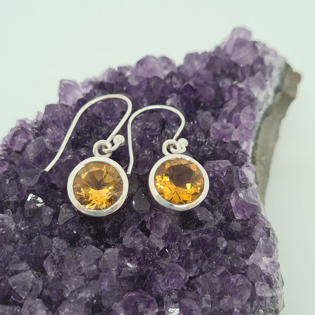 Citrine Earrings Set in 925 Sterling Silver