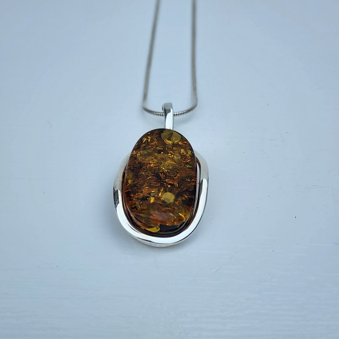 Baltic Amber Pendant set in 925 sterling silver