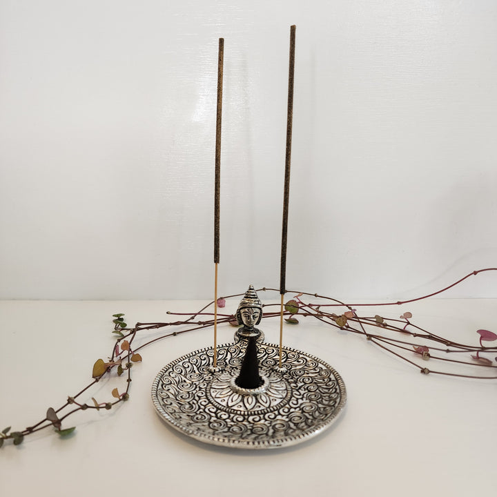 Incense Burner - Aluminium Buddha Head Round