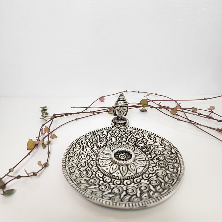 Incense Burner - Aluminium Buddha Head Round