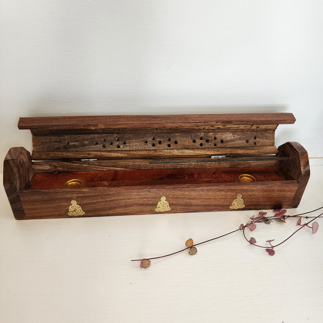 Incense Burner - Hexagonal Lid With Buddha Inlay