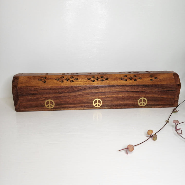 Incense Burner - Hexagonal Lid Peace Inlay
