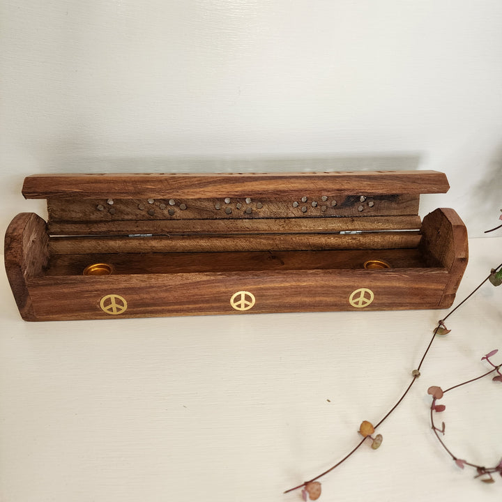 Incense Burner - Hexagonal Lid Peace Inlay