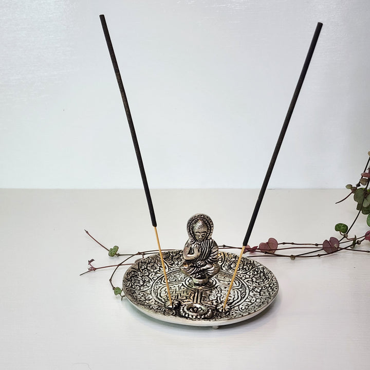 Incense Burner - Aluminium Buddha Round