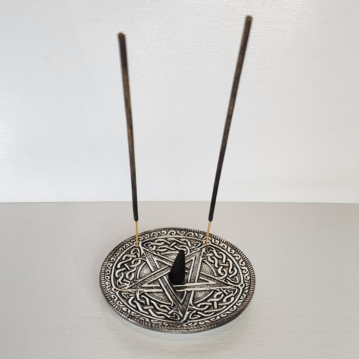 Incense Burner - Aluminium Celtic Pentacle Round