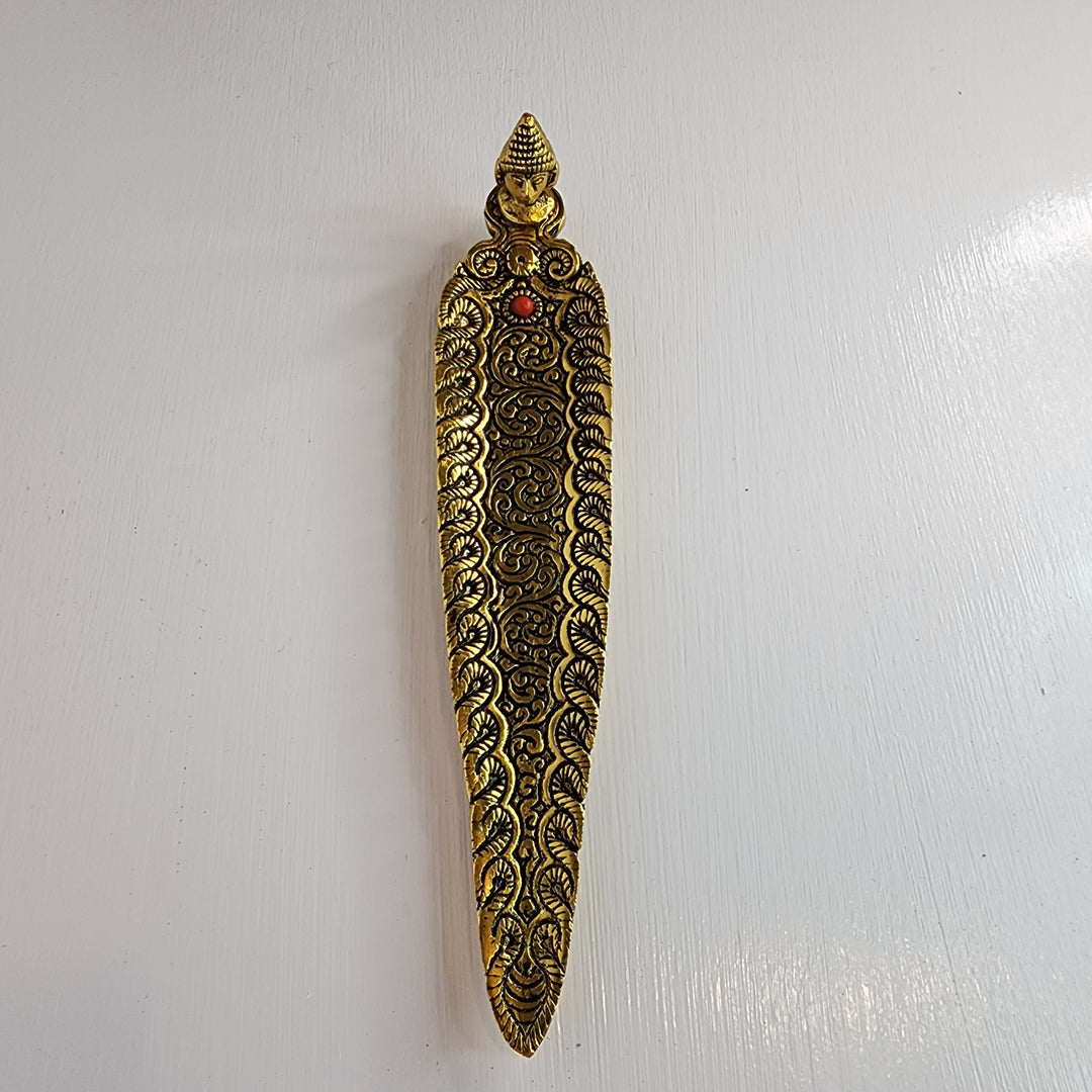 Incense Burner - Aluminium Leaf with Buddha Gold