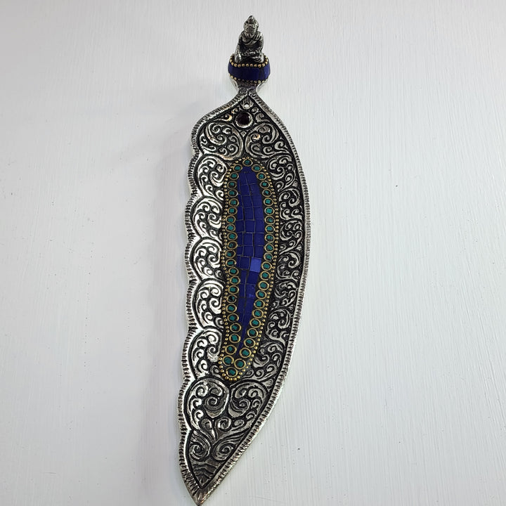 Incense Burner - Aluminium Leaf with Buddha & Blue Leaf