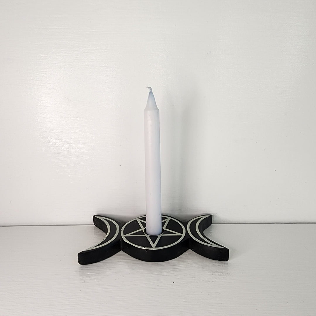 Spell Candles Holder - Soapstone Tripled Moon (Imperfect)