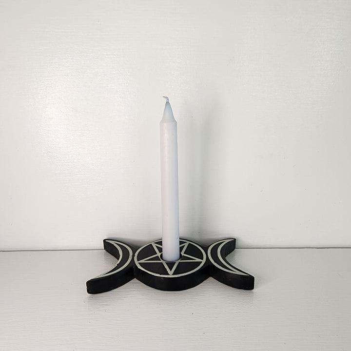 Spell Candles Holder - Soapstone Tripled Moon (Imperfect)