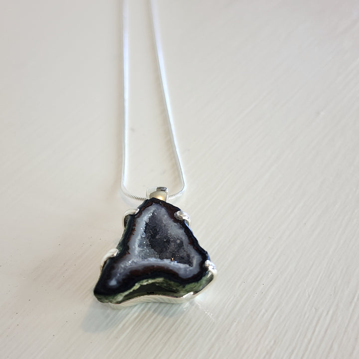Agate Geode Pendant set in 925 Sterling Silver