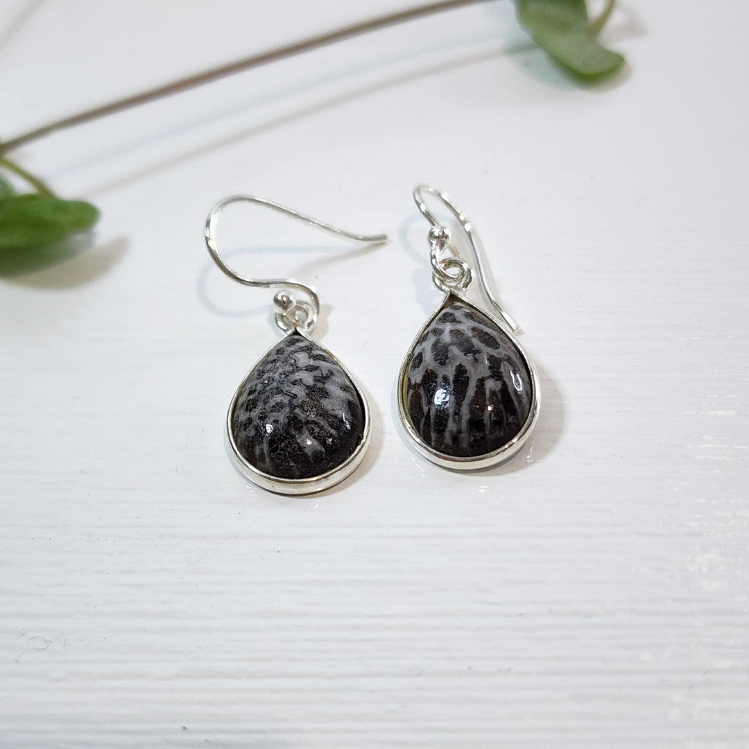 Stingray Coral Earrings set in 925 Sterling Silver