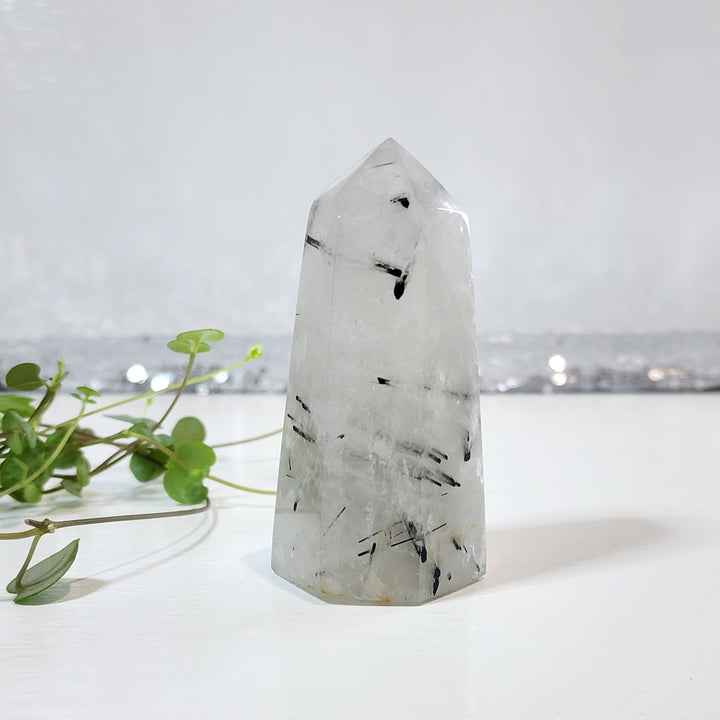 Black Tourmaline in Quartz Tower