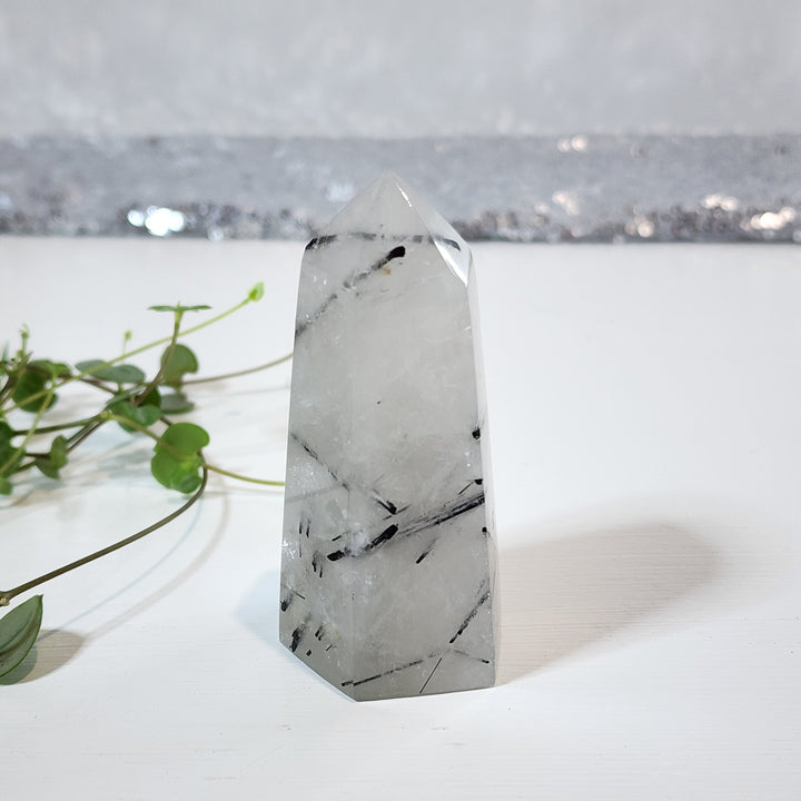 Black Tourmaline in Quartz Tower