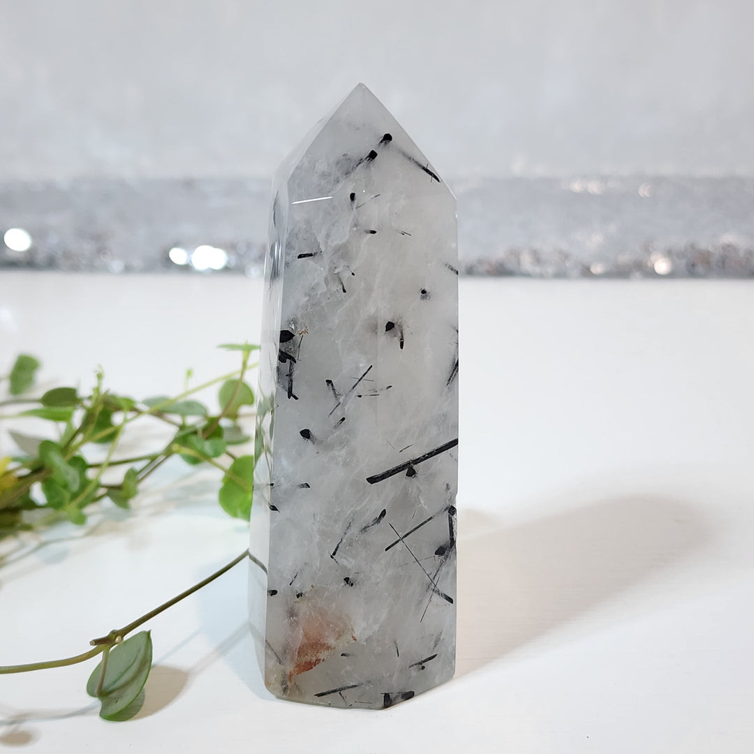 Black Tourmaline in Quartz Tower