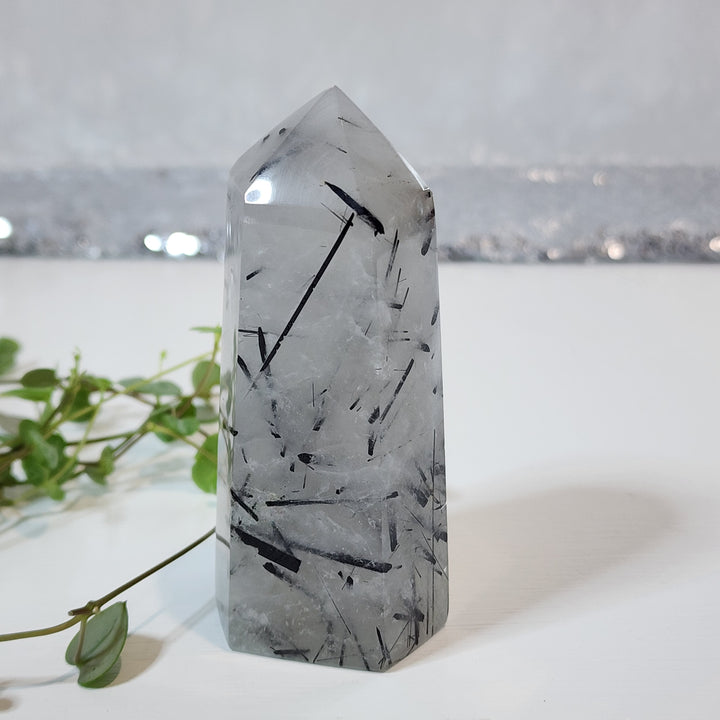 Black Tourmaline in Quartz Tower