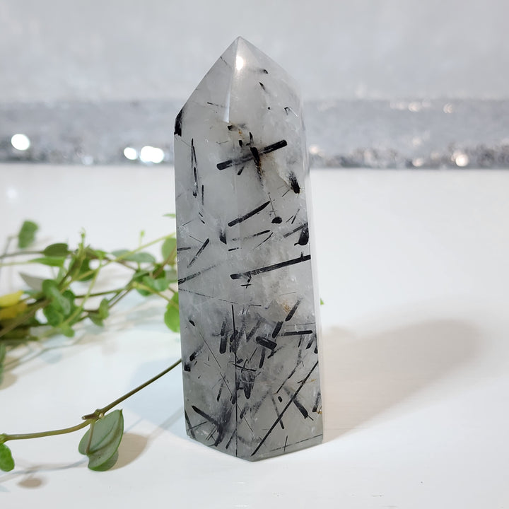 Black Tourmaline in Quartz Tower