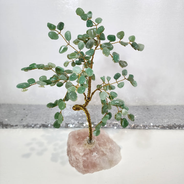 Green Aventurine & Rose Quartz - Tree Large