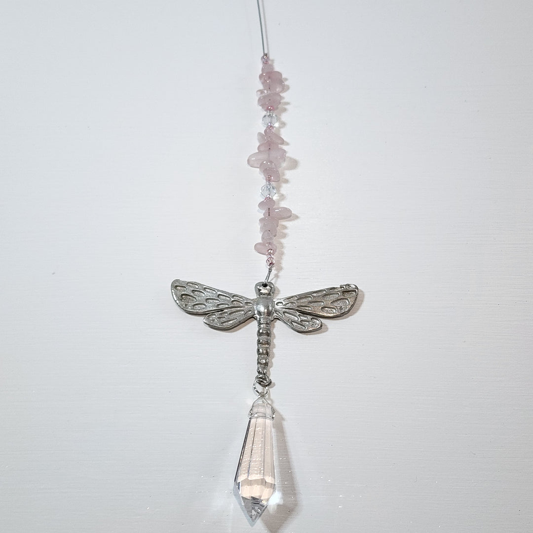 Sun Catchers - Rose Quartz Dragon Fly