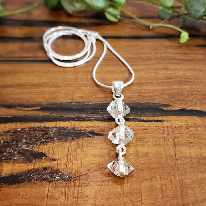 Herkimer Diamond Pendant Set in 925 Sterling Silver and comes with a Sterling Silver Chain.